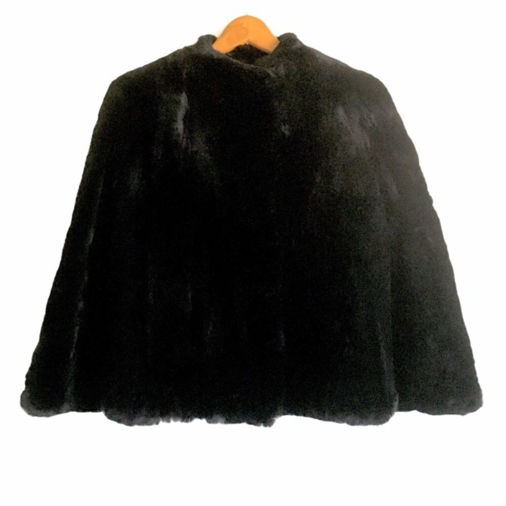 Vintagemink Fur Winter Jacket Coat Bell Sleeves Black S
